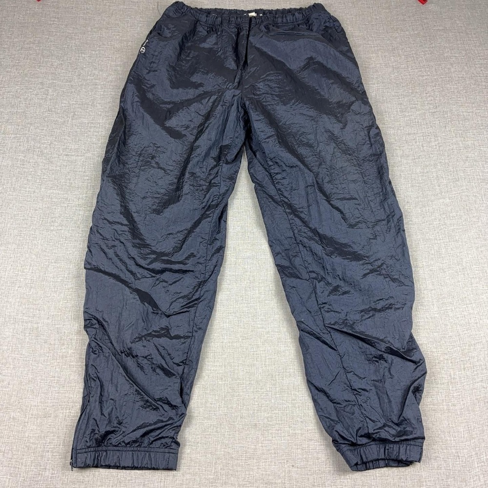 Sergio Tacchini Track Pants Mens 38 Blue Nylon Lined Elastic Waist Zip Vintage